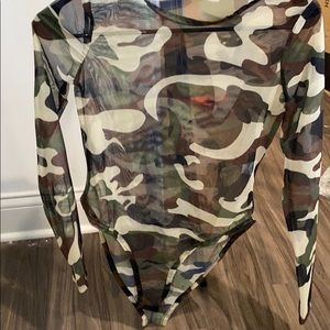 Sheer camo bodysuit